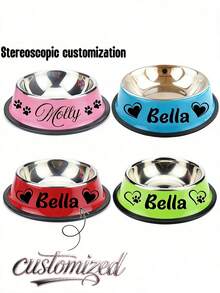 Personalized Non-Slip Stainless Steel Pet Bowl, Customizable Name - Suitable For Cats And Dogs, Ideal For Food And Water Supply, Decorative, Stylish Design, Vibrant Colors, Customized Christmas Decoration, Collectible, Home Decor, Perfect Gift For Him, Her, Family, Friends, Pet Lovers, Suitable For Anniversary, Birthday, Christmas, Housewarming, Autumn/Winter - Multicolor - View 9