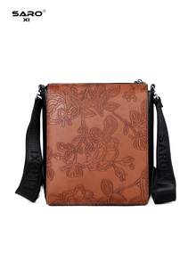 saroxi Men's Embossed Crossbody Bag With Side Pocket, Shoulder Bag, Small Pouch, Multi-Functional For Commuting And Casual Use, Minimalist Style, Black And Brown, Gift For Men, Boyfriend, And Fashionable - Multicolor - View 9