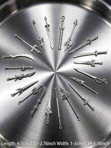 20/30/50/60/80/100pcs Mixed Vintage Silver Color Zinc Alloy Knight Sword, Gun And Bow Charms, Suitable For DIY Weapon Decorations, Jewelry Making And Crafts - Silver - View 10
