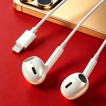 Wired In-Ear Headphones Compatible With Apple Lightning Interface, Wired Earphones With Lightning Connector, Built-In Remote Music Control Wired Earbuds Compatible With IPhone - View 1