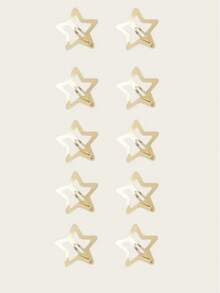 10/20pcs Star-Shaped Snap Hair Clips 2000S Y2K Non-Slip Gold Metal Hair Clips Suitable For Girls And Women Street Style Headwear,Claw Clips - Gold - View 5