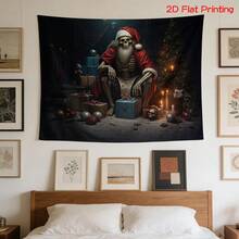 2D Flat, [2D Flat Printing] 1 Oversized High-Definition Digital Skull Santa + "Christmas Nightmare" Slogan Printed Tapestry, Non-Illuminated Tapestry, Polyester Material, Suitable As Backdrop Fabric, Photography Props, Party Banners, Birthday Gifts - 1PC - View 6