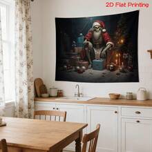 2D Flat, [2D Flat Printing] 1 Oversized High-Definition Digital Skull Santa + "Christmas Nightmare" Slogan Printed Tapestry, Non-Illuminated Tapestry, Polyester Material, Suitable As Backdrop Fabric, Photography Props, Party Banners, Birthday Gifts - 1PC - View 11