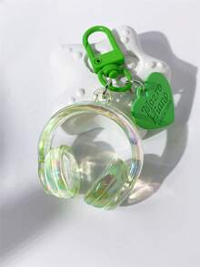 1pc/6pcs Creative Unique Fashion Casual Style Letter Heart Metal Plated Acrylic Transparent Colorful Headphone Shaped Keychain Bag Charm Phone Key Accessory, Small Gift For Friends Couples Besties, Music Lover Accessory - Headphones Heart - View 6