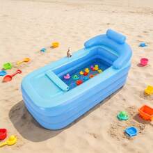 PVC Inflatable Bathtub, 62.99*33.07*25.2in Foldable Tub With Zipper Cover & Massage Bottom For Home Hotel Backyard - 充氣的 - 查看 8