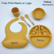 Silicone Baby Feeding Set With Suction Cup, Customizable Name, Baby Food Set, Spoon And Fork,  Baby Tableware. - Beige 2pcs - View 11