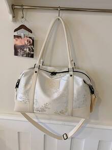 Nueva bolsa de viaje de moda unicolor diseño minimalista de nicho con lentejuelas elegante popular y cool adecuada para viajes cortos fitness con compartimento independiente para zapatos gra - Gris - Ver 8