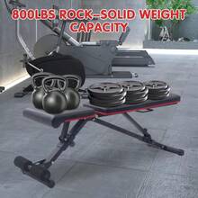 Heavy Duty Adjustable Weight Bench for Home Gym 1000lbs Capacity Collapsible Strength Training Bench 8 Backrest & 3 Seat Positions Multi-Angle Incline/Decline/Flat, Ergonomic Design - Quadratisches Rohrdesign, orange an der Seite - Übersicht 7