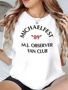 Text Celebrating The Spirit Of A Vintage Music Festival From '89 With Retro Typography In Large Letters, Comfortable And Modern Casual Women's T-Shirt - 白色 - 查看 8