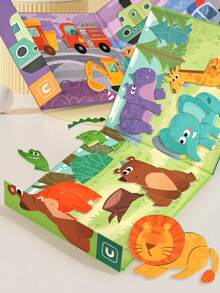 1 Set Animal Magnetic Puzzle, Educational Science Toy For Kids, Forest Theme Cartoon Animal Shapes, Early Learning Magnetic Puzzle Board, Develop Hand-Eye Coordination And Concentration, Parent-Child Interaction Desktop Game - Multicolor - View 5