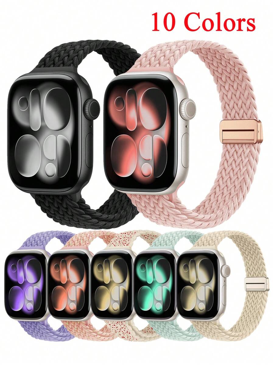 40mm 41mm 42mm 38mm 44mm 45mm 46mm 纖細彈性尼龍編織磁吸錶帶,適合男女使用,相容 Series 11 10 9 8 7 6 5 4 3 SE 2 1 - 42/44/45/46/49mm - 查看 1