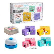 16pcs Kids Face-Changing Wooden Block Logic Thinking Training Game, Wooden Cube Expression Matching Blocks Multiplayer Battle Game, Develop Children's Hand-Eye Coordination, Parent-Child Interactive Desktop Game, Birthday Gift For Boys And Girls - Multicolor - View 10