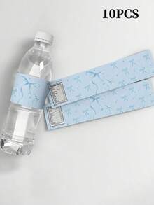 1/10pcs Pink Blue Black Bow Water Bottle Labels Bowknot Theme Party Water Bottle Wraps Bachelorette Wedding Party Decorations - Multicolor - View 11