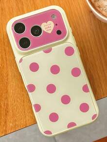 Polka Dot Cute Minimalist Pink Candy Color Phone Case, Compatible With IPhone 17 Pro Max 17 Pro 17 16 Pro Max 16 Pro 16 15 Pro Max 15 Pro 15 14 Pro Max 14 Pro 14, Cute Glossy Jelly Color Shockproof Back Cover - Yellow - View 5