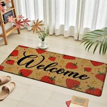 1pc, Home Decor, Strawberry Pattern Print, Linen Kitchen Rug, Kitchen Mat, Floor Mat, Bathroom Mat, Door Mat, 3D Print Rectangular, Suitable For Living Room, Bedroom, Hallway, Bathroom, Laundry Room - Polyester Rug, Suitable For Indoor And Outdoor Home Decor - Multicolor - View 6