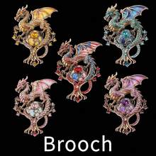1/5 Vintage Enamel Dragon Brooch With Rhinestones, Flying Dragon Alloy Pin, Personalized Suit Coat Accessory - Style - View 8