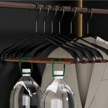 Premium Black Suit Hanger, Solid Wood And Metal Combination Thickened Heavy-Duty Hanger, With Anti-Slip Rubber Shoulder Pads, Space-Saving Design, Suitable For Coats, Suits, Jackets And Trousers, Multi-Functional Luxury Iron And Wood Hanger - View 3