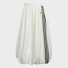 Adidas Clover-Patterned Classic Striped Puffy Balloon Skirt, Sporty Midi Skirt - White - View 4