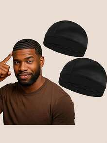 2pcs Men's Premium Wave Caps, Suitable For 360, 540, 720 Wave Hairstyles, Good Compression Caps, Can Be Worn Over Durag - A - View 10