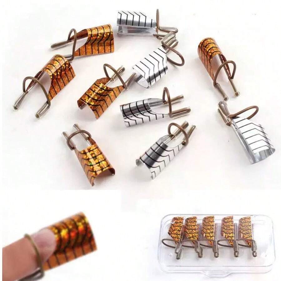 5Pcs Nail Art Light Therapy Crystal Nail Extension Aluminum Nail Tips Holder Reusable Extension Nail Holder Clips Extension Tools - Multicolor - View 1