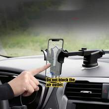 Soporte para teléfono de coche, soporte universal de ventosa para salpicadero y parabrisas, rotación de 360°, bloqueo automático por gravedad, soporte de navegación antideslizante de fuerte adherencia, compatible con todos los teléfonos inteligentes, negro - A - Ver 3