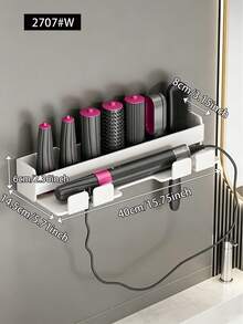 Curling Iron Storage Rack, No-Drill Hair Styling Tool Hanging Rack, Bathroom Hair Dryer Storage Rack, Drill/No-Drill Dual-Use Storage Rack - Multicolor - View 3