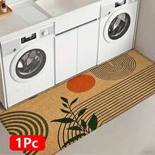 1 pieza, Decoración del hogar, Estilo bohemio con estampado de patrón geométrico de plantas, Alfombra de cocina de lino, Tapete de cocina, Tapete de piso, Tapete de baño, Tapete de puerta, Impresión 3D rectangular, Adecuado para sala de estar, dormitorio, pasillo, baño, lavandería - Alfombra de poliéster, Adecuado para decoración del hogar interior y exterior - Multicolor - Ver 13