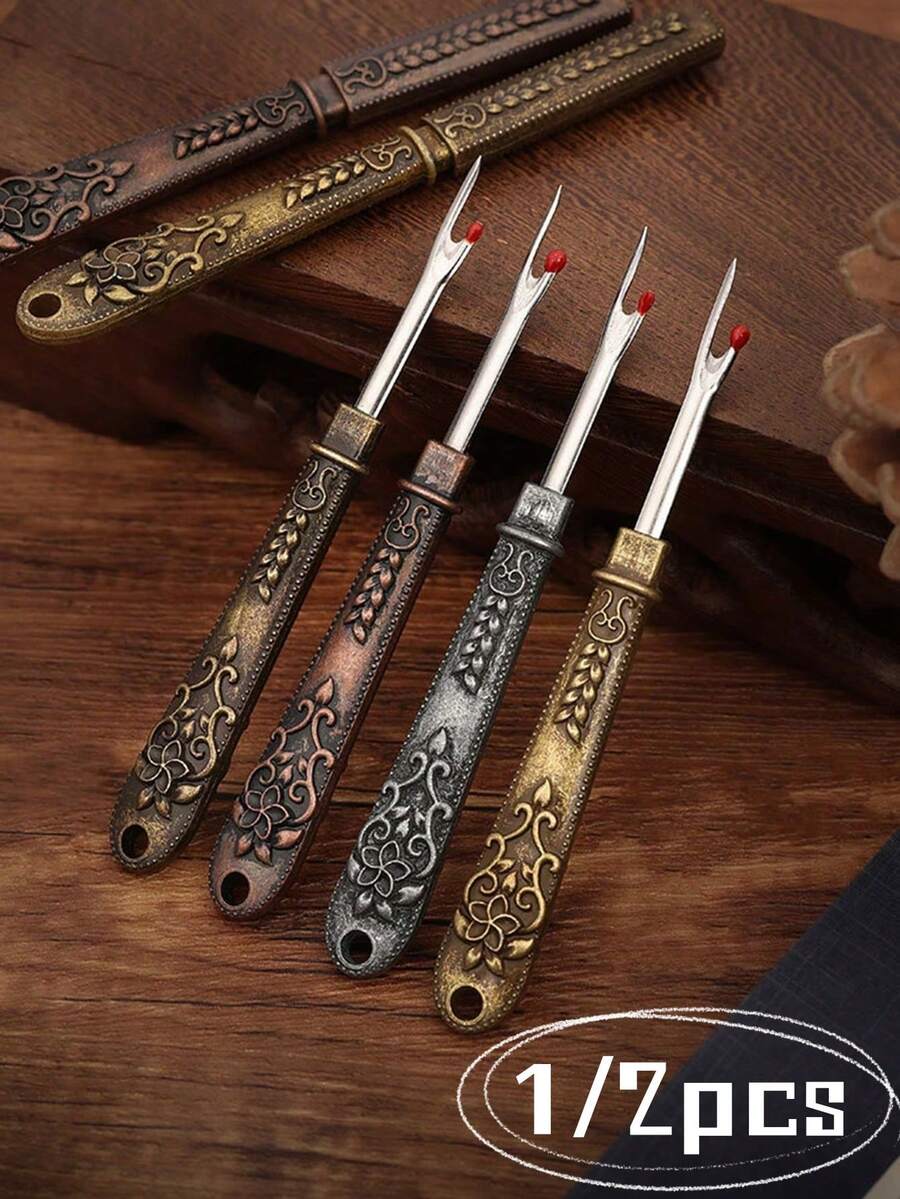 1/2件手工刺繡縫線拆線器工具 十字繡線頭挑線剪刀 縫紉拆線器復古舒適握把 - 輕鬆剪斷線頭 - 彩色 - 查看 1