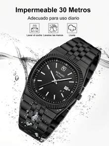 REWARD Men's Quartz Watch Business Fashion Style Calendar Luminous Hands Multi-Functional Wristwatch High Quality Gift Classic Design Stainless Steel Band - Black - View 5