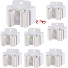 2/4/6/8/12pcs Broom & Mop Hooks, Wall-Mounted Broom Holders, Heavy Duty Garden Tool Organizer Racks For Rakes, Shovels, Stainless Steel Mop Hooks With Screws, Multi-Function Wall Mounted Rack - White - View 16