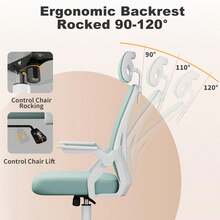 Ergonomic Mesh Office Chair With Flip Armrests And Lumbar Support - Green-4 - View 8