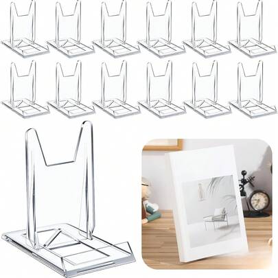 15pcs Acrylic Transparent Adjustable Bookshelf Display Rack, Suitable For Home Office, Back To School Season, Comic Books, CDs, Magazines, Postcards, Artworks.