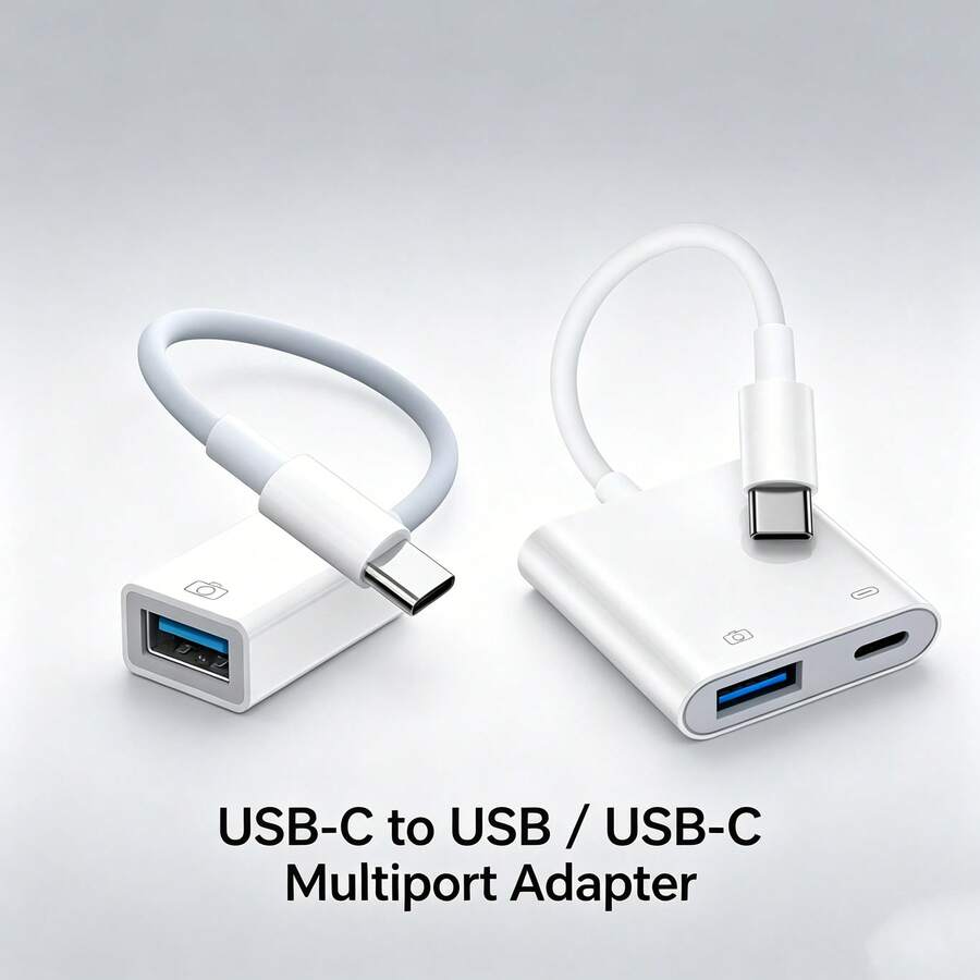 1個 Type C 公轉 USB 母 OTG 充電線 相機記憶卡隨身碟適用 17/16 Pro Max/16 Pro/16 Plus/16/15 系列 J 插即用轉接充電接頭 - 查看 1