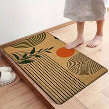 1 pieza, Decoración del hogar, Estilo bohemio con estampado de patrón geométrico de plantas, Alfombra de cocina de lino, Tapete de cocina, Tapete de piso, Tapete de baño, Tapete de puerta, Impresión 3D rectangular, Adecuado para sala de estar, dormitorio, pasillo, baño, lavandería - Alfombra de poliéster, Adecuado para decoración del hogar interior y exterior - Multicolor - Ver 7