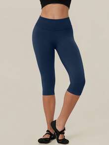 TimeOff Women's 1pc Solid Color Tummy Control Butt Lifting Slimming Sports Mid-Length Shorts - Navy Blue - View 7