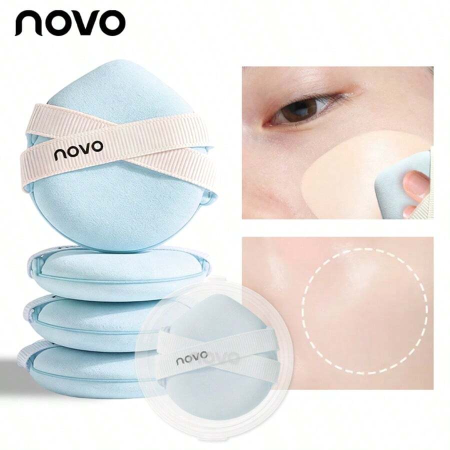 NOVO 2/3個超柔軟水滴形化妝海綿附收納盒,藍色乾濕兩用美妝蛋,柔順無瑕,適用液體、遮瑕膏、乳霜與粉底化妝工具 - 彩色 - 查看 1