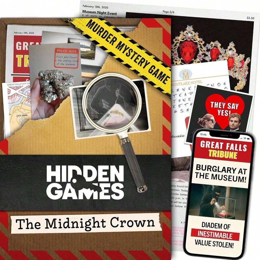 Hidden Object Game: Midnight Crown - Unsolved Mystery - Cold Case Investigation - Play As A Detective, Collect Clues And Evidence To Solve The Crime, Great For Game Nights, Parties, And Date Nights
