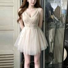 Women Short Dresses - Apricot - View 1