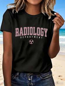 Radiology Department T Shirt With Fashion Design Casual Wear For Women Perfect Gift For Radiology Students And Professionals Lightweight Comfortable Outfit Ideal For Daily Wear And Workplaces  Style For Medical Enthusiasts - 黑色 - 查看 12