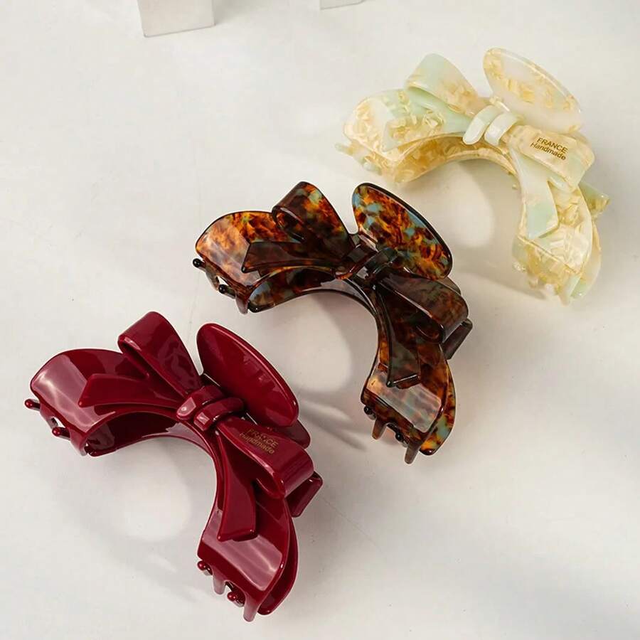 1 lazo francés de alta gama, clip para vinagre, clip para el cabello de temperamento elegante, clip de tiburón, accesorio para el cabello para mujer H3RS - 1 unidad multicolor - Ver 1