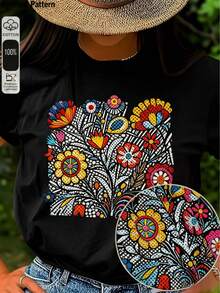 Women's Casual Printed T-Shirt, Short Sleeve And Round Neck, Local Urban Fashion Spring/Summer. Women's Blouses, Women's T-Shirts. 180g (S-XXXL) - 3 - 查看 1
