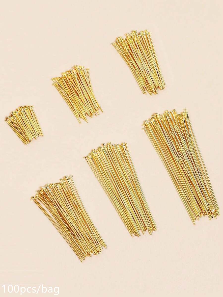 100枚/套 时尚眼睛形状胸针别针,适合女性DIY珠宝制作 - 金黃色 - 查看 1