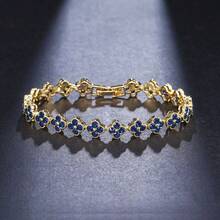 1pc Women's Luxury Random Zirconia Flower Bracelet, Exquisite Dopamine Sparkling CZ Jewelry Gift - Gold - View 5
