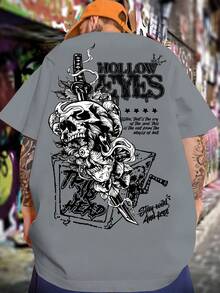 Camiseta para Hombre con Estampado de Calavera Abyss Y2K - Blanco - Ver 4