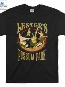 Camiseta con estampado vintage de la película High Fly de Lesters, Possum Park, para hombre, verano, verano, unisex. - Negro - Ver 1