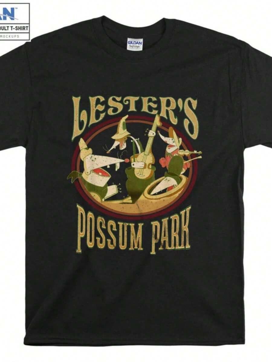 Camiseta con estampado vintage de la película High Fly de Lesters, Possum Park, para hombre, verano, verano, unisex. - Negro - Ver 1