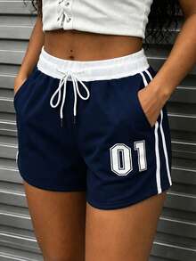 Women's New Lightweight Sports Shorts, Women's Fitness Apparel, Loose Fit, Women's Shorts, Suitable For Fitness, Yoga, Beach, Hiking, Sports, Daily Wear, Perfect Gift For Girlfriend - Navy Blue - View 1