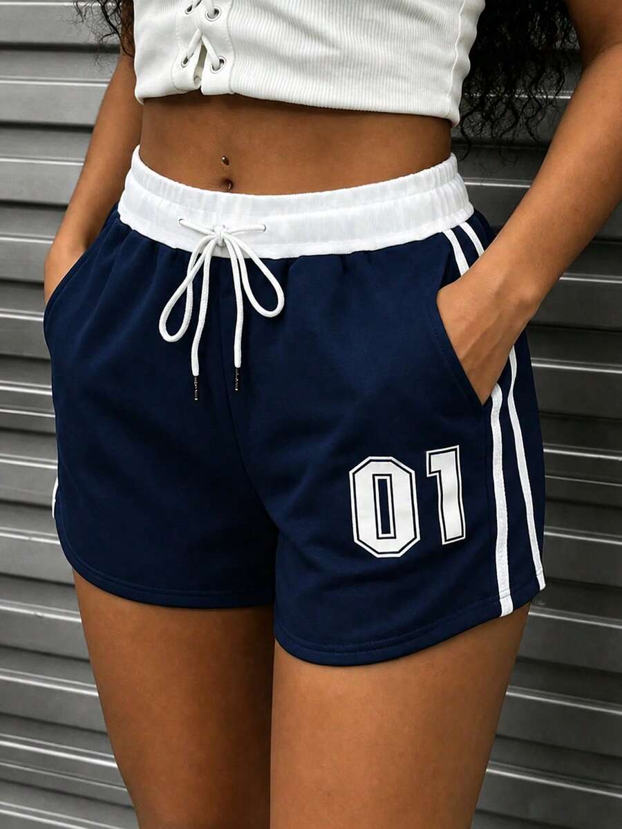 Women's New Lightweight Sports Shorts, Women's Fitness Apparel, Loose Fit, Women's Shorts, Suitable For Fitness, Yoga, Beach, Hiking, Sports, Daily Wear, Perfect Gift For Girlfriend - Navy Blue - View 1