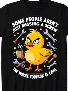 Camiseta Divertida de Pato, Humor Retro, "A Algunas Personas Simplemente Les Falta un Tornillo", Camiseta Gráfica Novedosa con Pato Peculiar, Lavable a Máquina, Camiseta Casual Adecuada para - negro - Ver 1