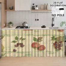 1pc, Home Decor, Fruit Pattern Printed Table Skirt, Kitchen Small Curtain, Kitchen Cabinet Cover, With Curtain Holes, Easy To Hang, Rectangular, Machine Woven, Machine Washable, Kitchen Decoration And Accessories, Perfect For Kitchen Cabinets And Home Decor - Multicolor - View 5